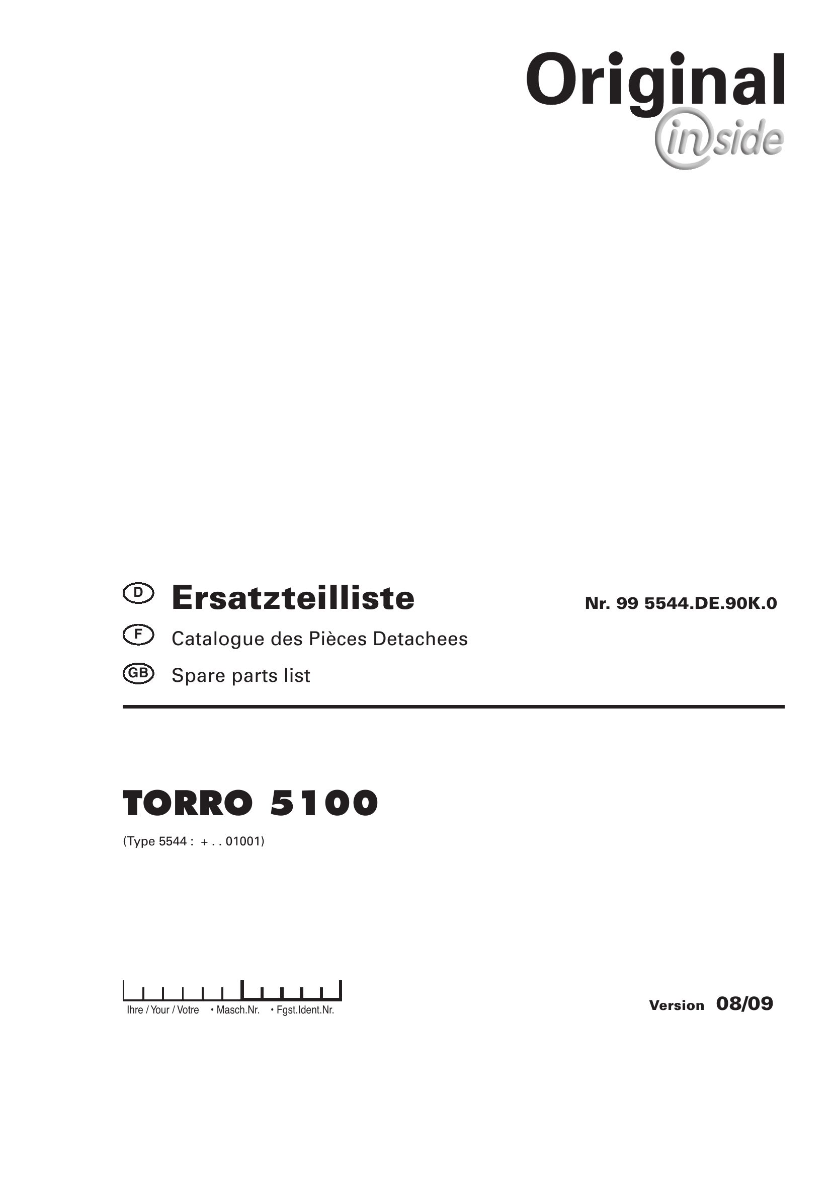 Pottinger Agricultural Torro 5100 Parts Catalog