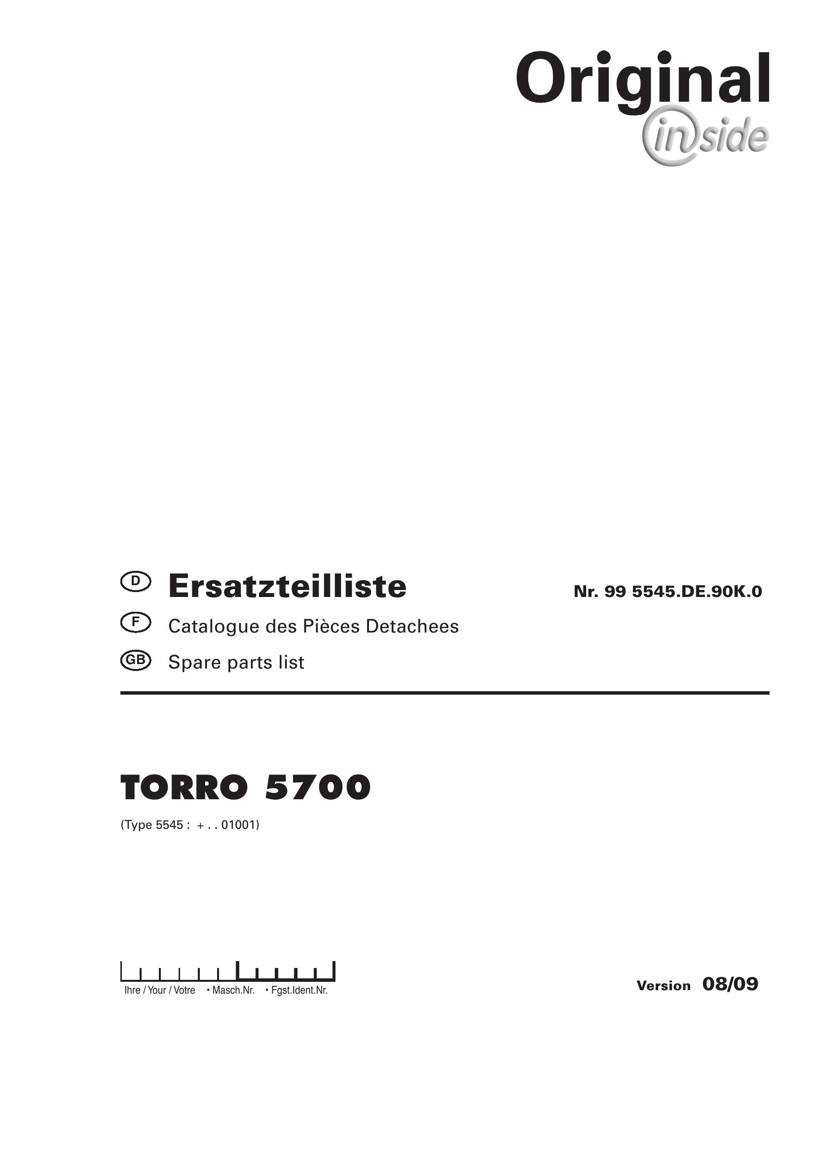 Pottinger Agricultural Torro 5700 Parts Catalog