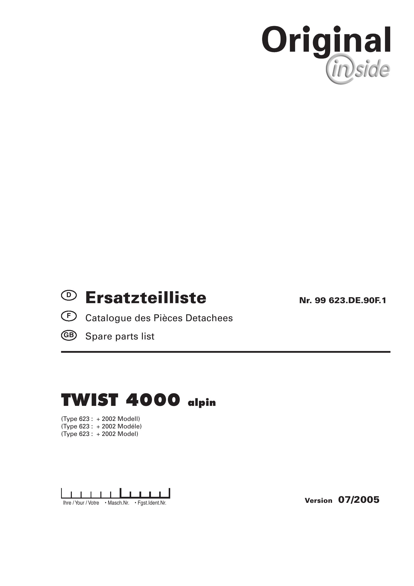 Pottinger Agricultural Twist 4000 Alpin Parts Catalog