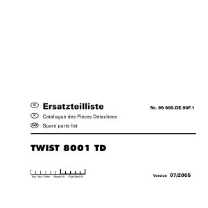 Pottinger Agricultural Twist 8001 TD Parts Catalog