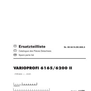 Pottinger Agricultural Varioprofi 6165 6200 II Parts Catalog