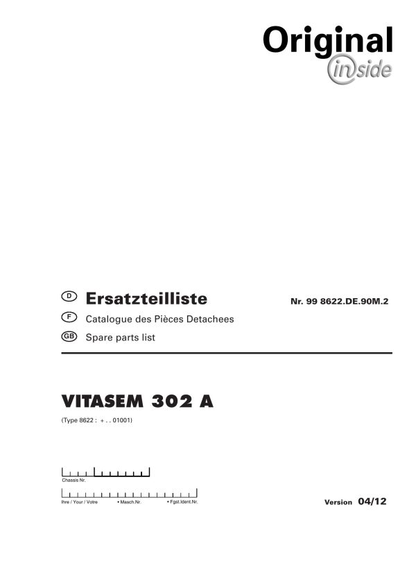 Pottinger Agricultural Vitasem 302 A Parts Catalog