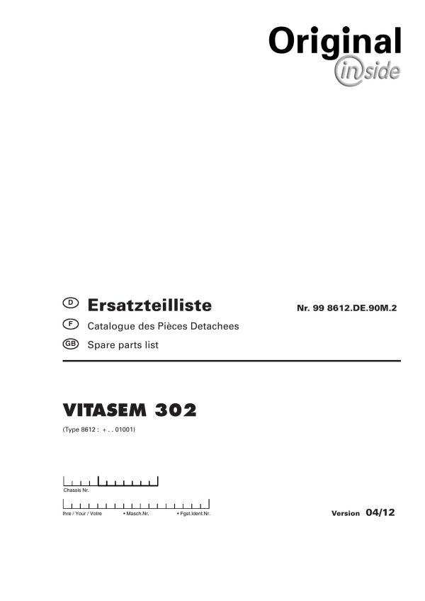 Pottinger Agricultural Vitasem 302 Parts Catalog