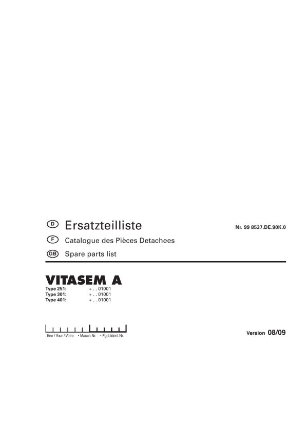 Pottinger Agricultural Vitasem A Parts Catalog