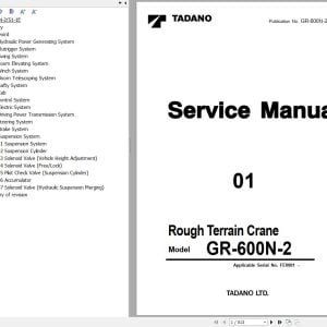 Tadano Crane Gr 600N 2 Electrical Diagram And Service Manual Gr 600N 2 S1 1E 1