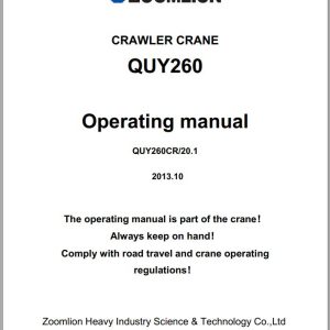 Zoomlion Crawler Crane QUY260 Operating Manual
