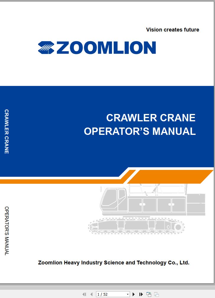 Zoomlion Crawler Crane ZCC1100H Lifting Capacity Chart