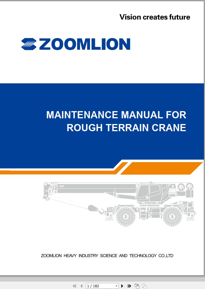 Zoomlion Rough Terrain Crane Maintenance and Service Manual