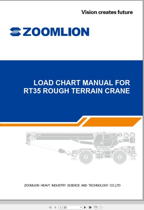 Zoomlion Rough Terrain Crane RT35 Load Chart Manual