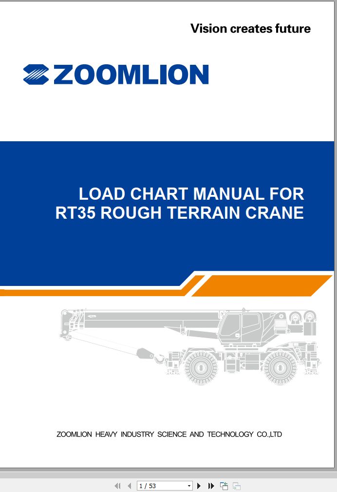 Zoomlion Rough Terrain Crane RT35 Load Chart Manual