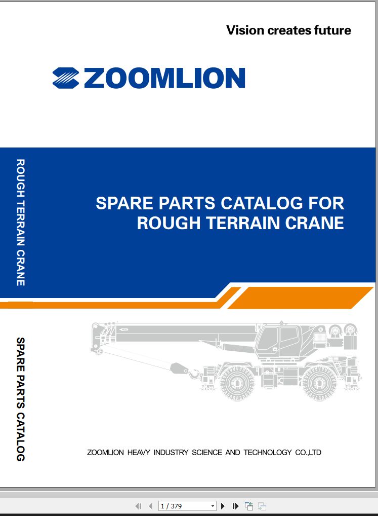 Zoomlion Rough Terrain Crane RT35 Parts Manual