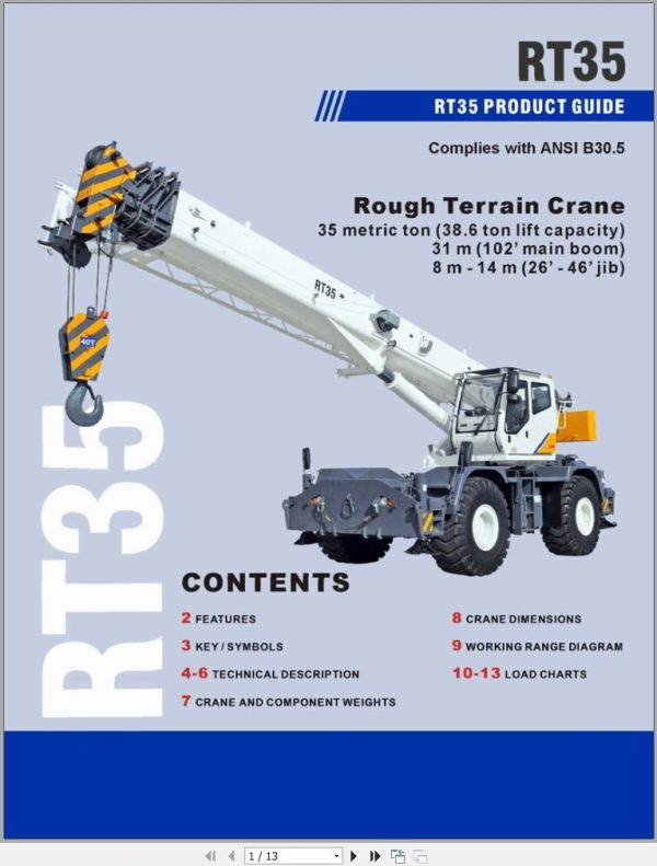 Zoomlion Rough Terrain Crane RT35 Product Guide