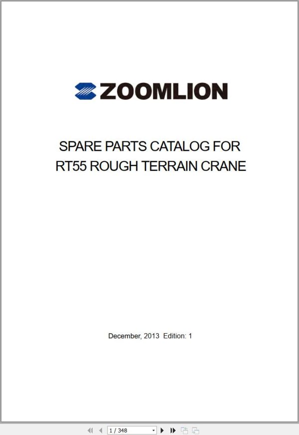 Zoomlion Rough Terrain Crane RT55 Parts Manual