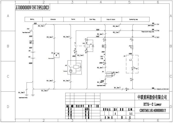 Zoomlion Rough Terrain Crane RT75 2 Lower Electric Schematic