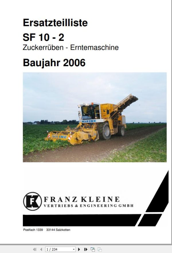 Franz Kleine Agricultural Hydraulic Diagram and Parts Catalog 2