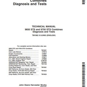 John Deere Combines 9650 STS 9750 STS Technical Manual TM1902