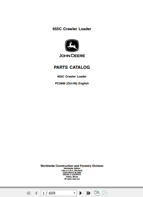 John Deere Crawler Dozer 655C Parts Catalog PC2886 1