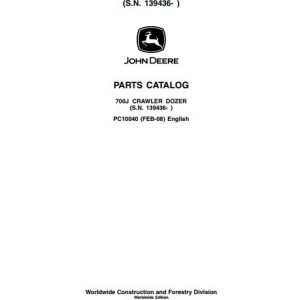John Deere Crawler Dozer 700J Parts Catalog PC10040 1
