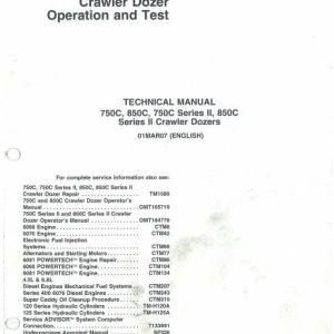 John Deere Crawler Dozer 750C 850C Operation And Test Manual TM1588 1