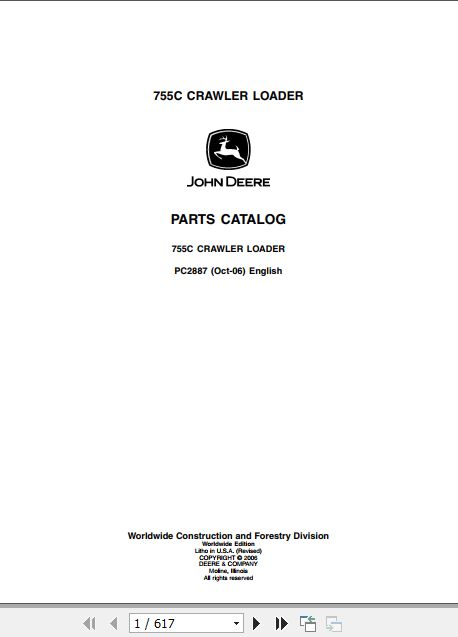 John Deere Crawler Dozer 755C Parts Catalog PC2887 1