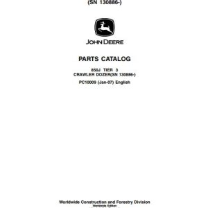 John Deere Crawler Dozer 850J Parts Catalog PC10009 1