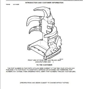 John Deere Disc Saw Felling Head FD22B Parts Manual PC9512 1