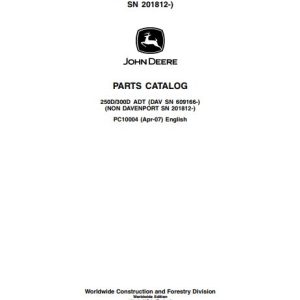 John Deere Dump Trucks 250D 300D 250ADT 300ADT Parts Catalog PC10004 1