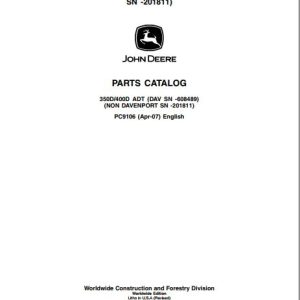 John Deere Dump Trucks 350D 400D 350ADT 400ADT Parts Catalog PC9106 1