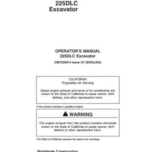 John Deere Excavator 225DLC Operators Manual OMT226914 1