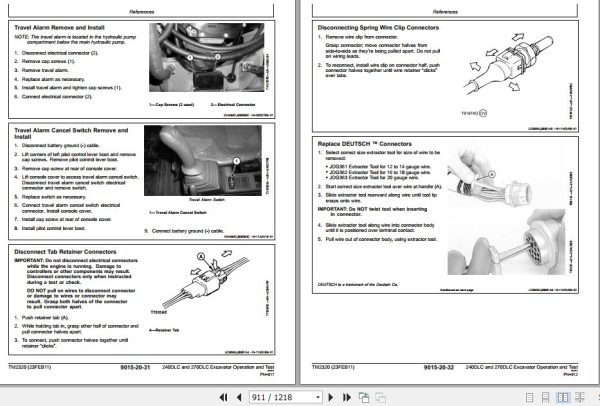 John Deere Excavator 240DLC 270DLC Operation and Test Manual TM2320 2