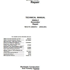 John Deere Excavator 350GLC Technical Repair Manual TM12179 1
