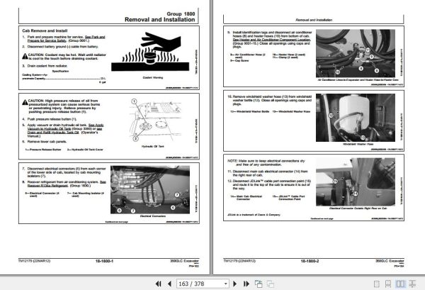 John Deere Excavator 350GLC Technical Repair Manual TM12179 2