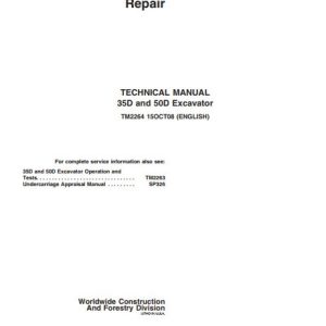 John Deere Excavator 35D 50D Technical Repair Manual TM2264 1