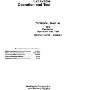 John Deere Excavator 60D Operation and Test Manual TM10760 1