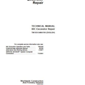 John Deere Excavator 80C Technical Repair Manual TM1939 1