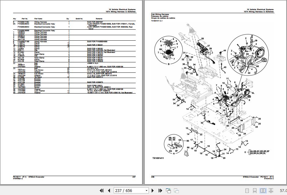 John Deere Excavator 870GLC Parts Catalog PC10211