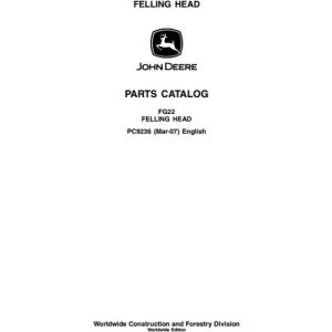John Deere Felling Head FG22 Parts Catalog PC9236 1
