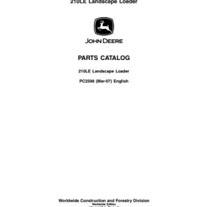 John Deere Landscape Loader 210LE Parts Catalog PC2598 1