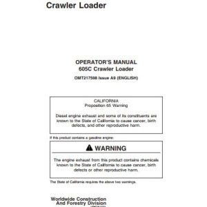 John Deere Loader 605C Operators Manual OMT217598 1