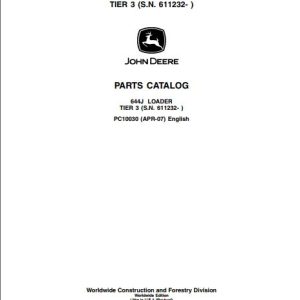 John Deere Loader 644J Parts Catalog PC10030 1