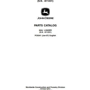 John Deere Loader 644J Parts Catalog PC9341 1