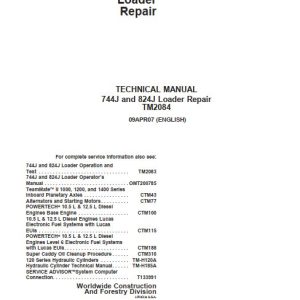 John Deere Loader 744J 824J Technical Repair Manual TM2084 1