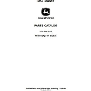 John Deere Log Loader 3554 Parts Catalog PC9298 1