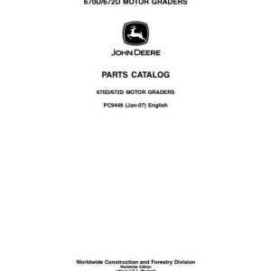 John Deere Motor Grader 670D 672D Parts Catalog PC9448 1