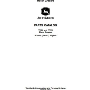 John Deere Motor Grader 770D 772D Parts Catalog PC9449 1