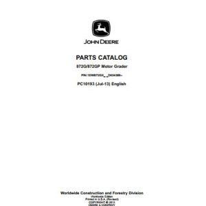 John Deere Motor Grader 872G 872GP Parts Catalog PC10193 1