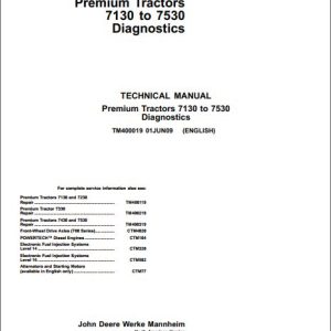 John Deere Premium Tractors 7130 to 7530 Diagnostic Technical Manual TM400019