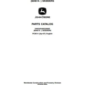 John Deere Skidder 540G3 548G3 360D Parts Catalog PC9514 1