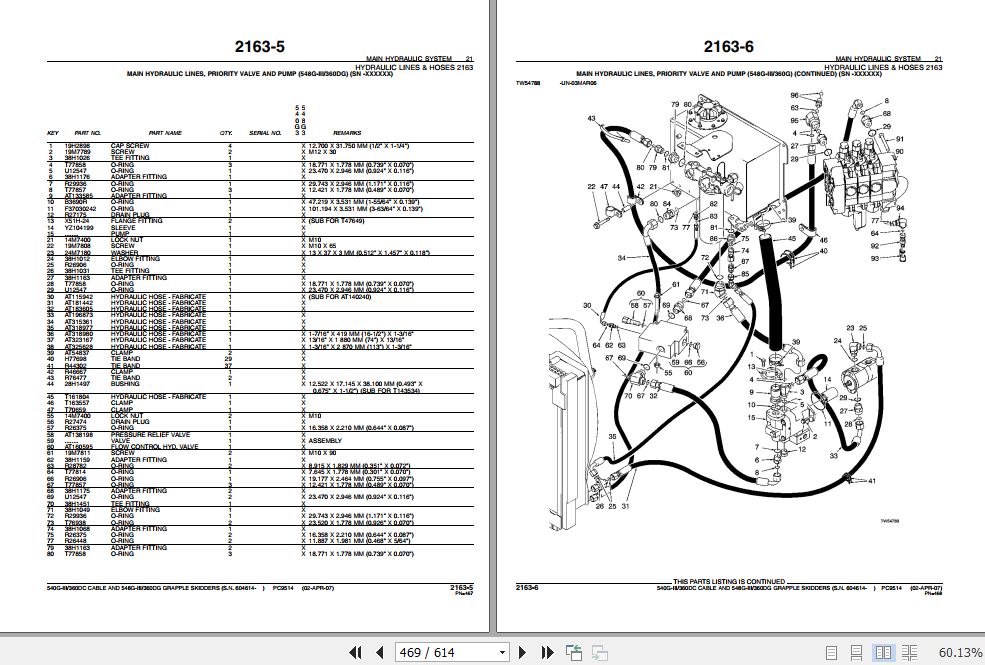 John Deere Skidder 540G3 548G3 360D Parts Catalog PC9514