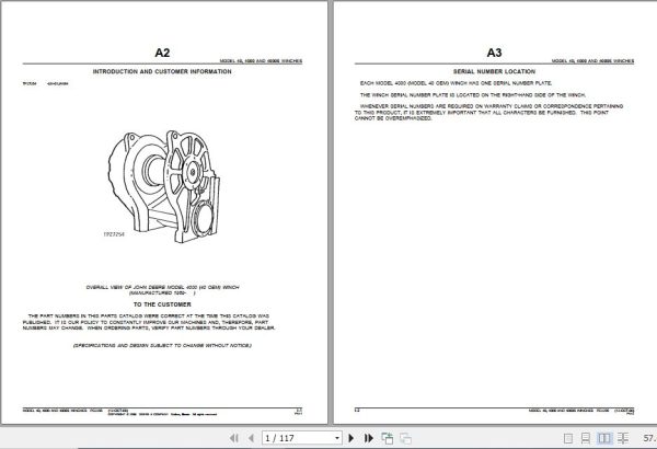 John Deere Tractor 40 4000 4000 WINCHES Parts Manual PC2295 1